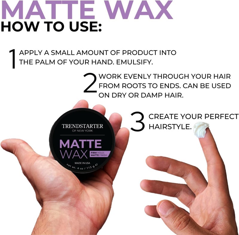 TRENDSTARTER Matte Wax - Firm Hold Hair Styling Pomade - Image 5